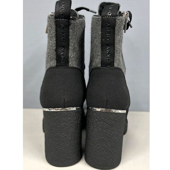 NIB DKNY "TOIA" Black & Gray Lace-Up Platform Boots - Size 8.5 - Picture 5 of 11